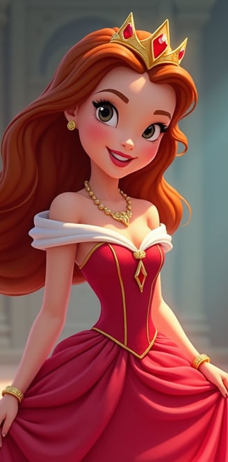 a beautiful young princess in a red dress