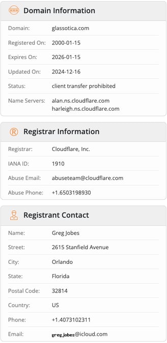 Whois Glassotica Registration Information Image