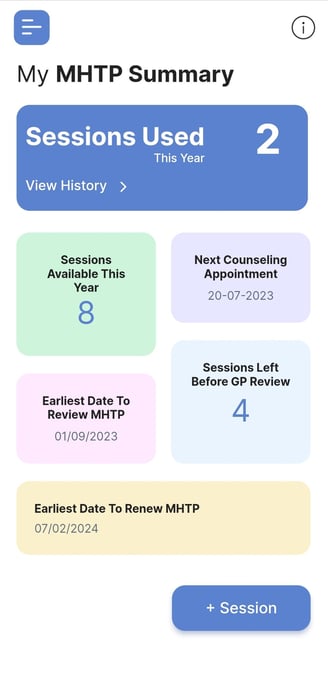 Mental Health Treatment Plan app front page