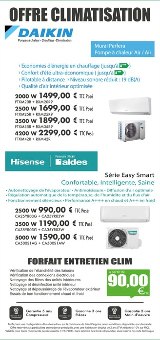 promotion sur climatisation daikin et hisense aldes