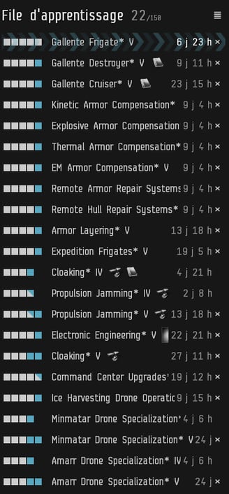 Jeu MMORPG Eve Online New Eden  compétences skills