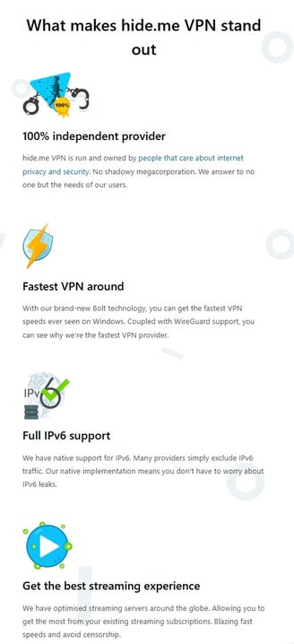 HideMe VPN Features