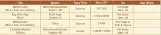 A yoga schedule