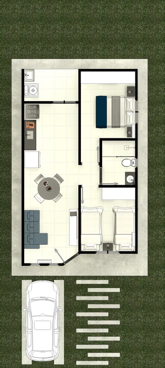 Planta baixa modelo 53m²