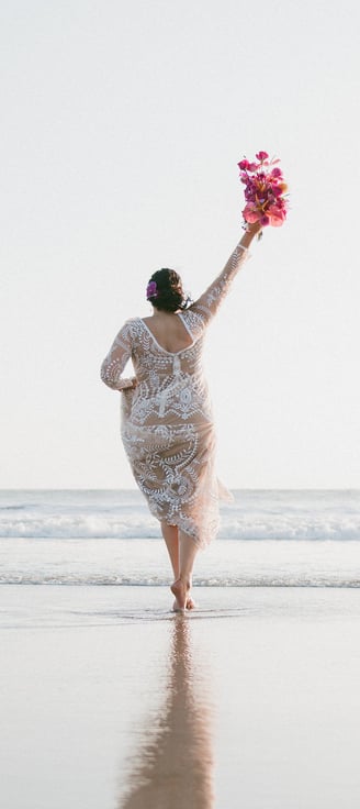 Bali Bride Celebrating her wedding on a beach in Bali