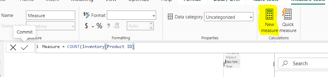 create new measure in power bi