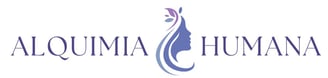 Logotipo de Alquimia Humana.En el centro un dibujo de mujer en donde florece en su cabeza belleza