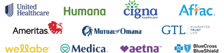 Grouping of logos of the carriers represented by Medicare Guy