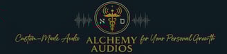 Banner for Alchemy Audios, featuring the text "Custom-Made Audio for your Personal Growth"