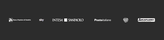 Loghi clienti. Banca popolare di Sondrio, Sky, Intesa Sanpaolo, Poste Italiane,buddybank,Arcaplanet