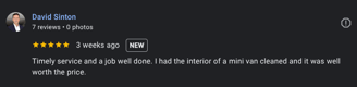 Customer review of professional car detailing services – showcasing mobile car detailing results and