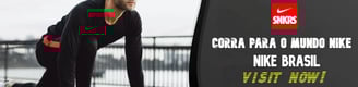 a man in a black shirt and a black and words, corra para o mundo Nike - visit now -Nike Brasil