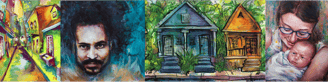Collection of portraits and architectural paintings by New Orleans artist Melissa Vandiver.