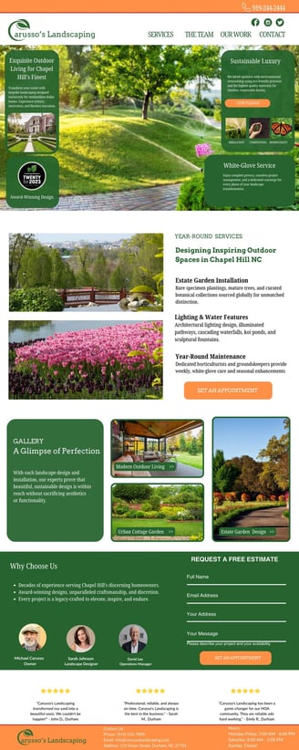 msmdigital website design chapel hill durham raleigh nc for landscaper in green and orange luxury se