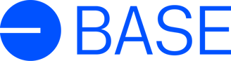 a blue and white logo for the base of a base