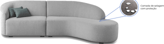 Sofa no tom cinza com impermeabilização.