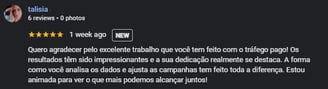Depoimento do Google Meu Negócio elogiando o serviço