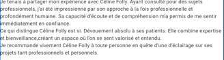 Temoignage client Céline folly therapie lille