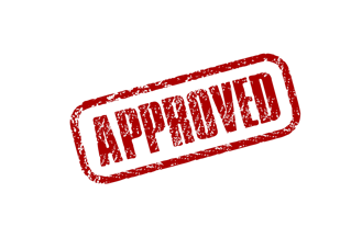 a red rubber stamp with the word approved