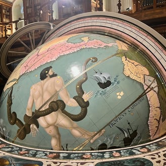 Globe in the Stiftsbibliothek in the Abbey of St. Gall in St. Gallen Switzerland