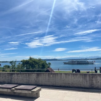 View of Lake Neuchâtel in Switzerland