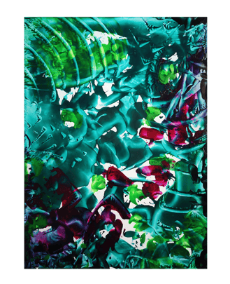 Jungle encaustic wax painting artist iron art abstract 2016 collection greens purple plywood awareness awakening