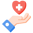 Red heart symbol of health held in hand.