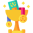 Golden trophy cup containing medals icon.