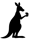 Silhouette of kangaroo with small ladybug on tail – characters Viticus and Sir Nellid