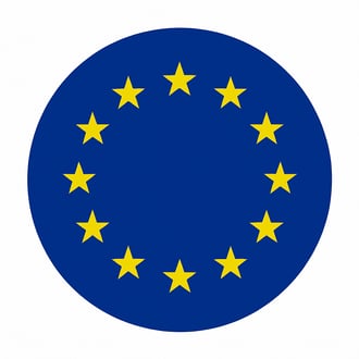 a circular blue and yellow flag with stars