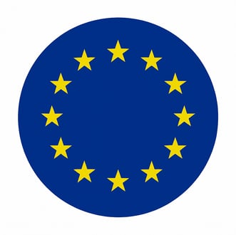 a circular blue and yellow flag with stars