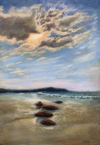 Les rochers rouges : sur la plage à marée basse
