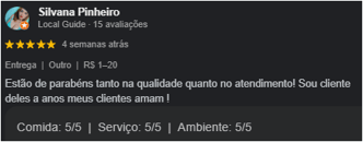 Avaliação de Cliente Silvana