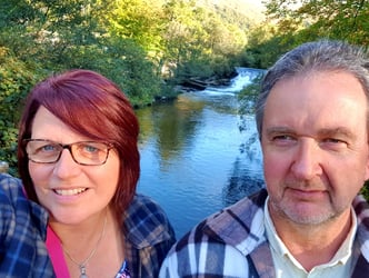 Bruce Clifton & Sonia Parker on a bridge over the river Ogwen in North Wales