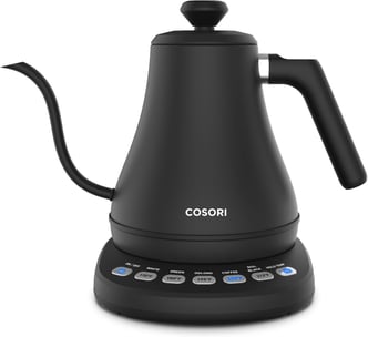 a black coffee potted on a scale with a digital scale