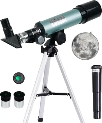 Mijiao Telescopio Astronómico para Niños, Telescopio 360/50mm 90X 