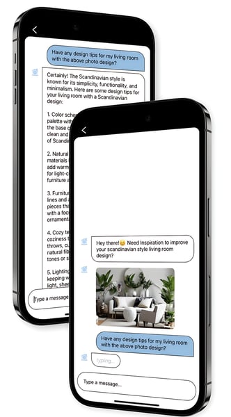Chat with design expert using Interior AI room planner decor mobile app