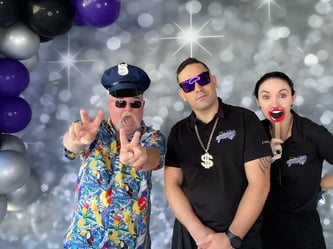 Photo booth fun with pete at Daune's 60th at her home in Brisbane.