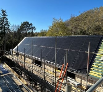In roof Solar panel installation for new build residential home in Hook Heath, Woking, Surrey.