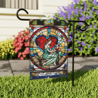 stained glass angel garden flag 