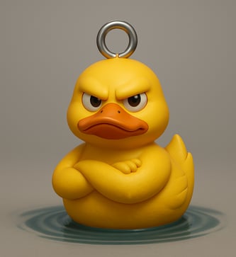 a rubber duck toy with a rubber ducky on it