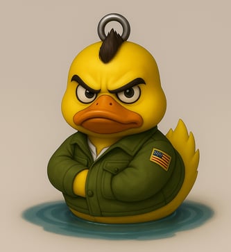 Taxi driver duck, a ducky with a hat on a white background