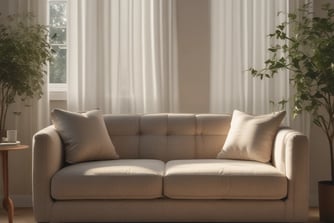 a gray couch with a pillow on top of it
