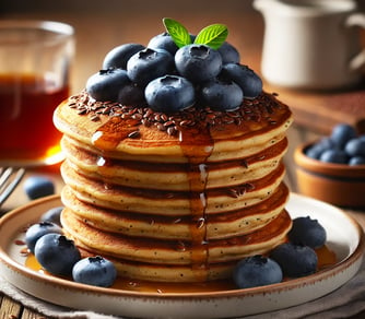 Flax Seed and Blueberry Pancakes