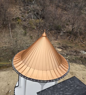 Copper Metal roofing system with integrated seamless gutters in Wayne, NJ