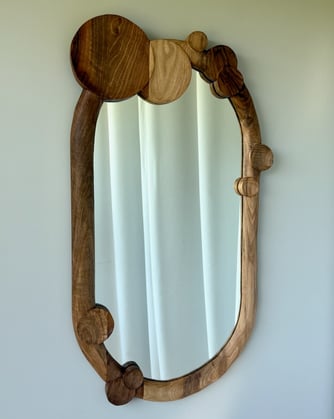 Miroir contemporain artisanale noyer