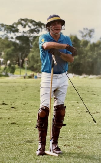 A contemplative polo player resting between chukkas by Peter Pickering