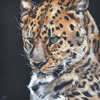 a painting of a leopard with an intense look