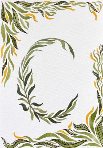  floral stylisation design of the letter C for a personalised greeting card