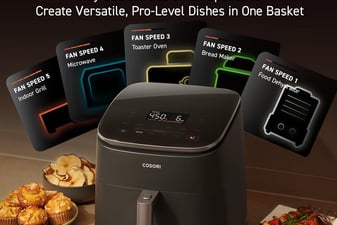 A modern air fryer on a kitchen counter, making crispy, oil-free meals for a healthier lifestyle.